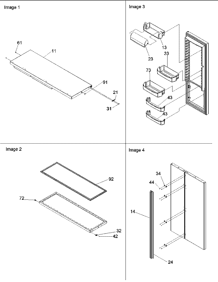 Refrigerator Door, Trim & Handles Diagram and Parts List for SRD528VE P1320402W E Amana Refrigerator