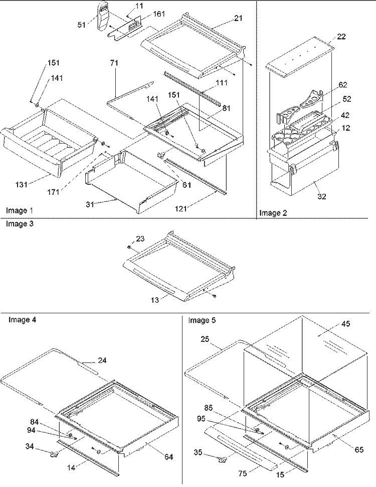 Deli, Shelves & Crisper Assy Diagram and Parts List for SRD528VE P1320402W E Amana Refrigerator