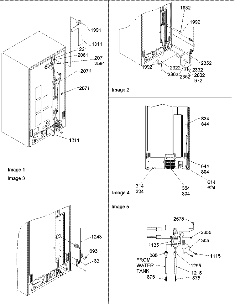 Cabinet Back Diagram and Parts List for SRD528VE P1320402W E Amana Refrigerator