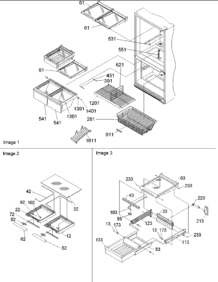 Shelving Assy Diagram and Parts List for BC21VW P1325016W W Amana Refrigerator