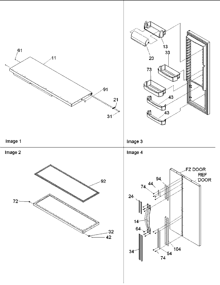 Refrigerator Door, Trim & Handles Diagram and Parts List for ARS9107AS PARS9107AS0 Amana Refrigerator