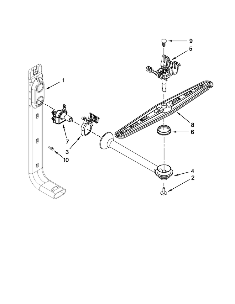 Upper Wash And Rinse Parts Diagram and Parts List for MDB4409PAW0  Maytag Dishwasher