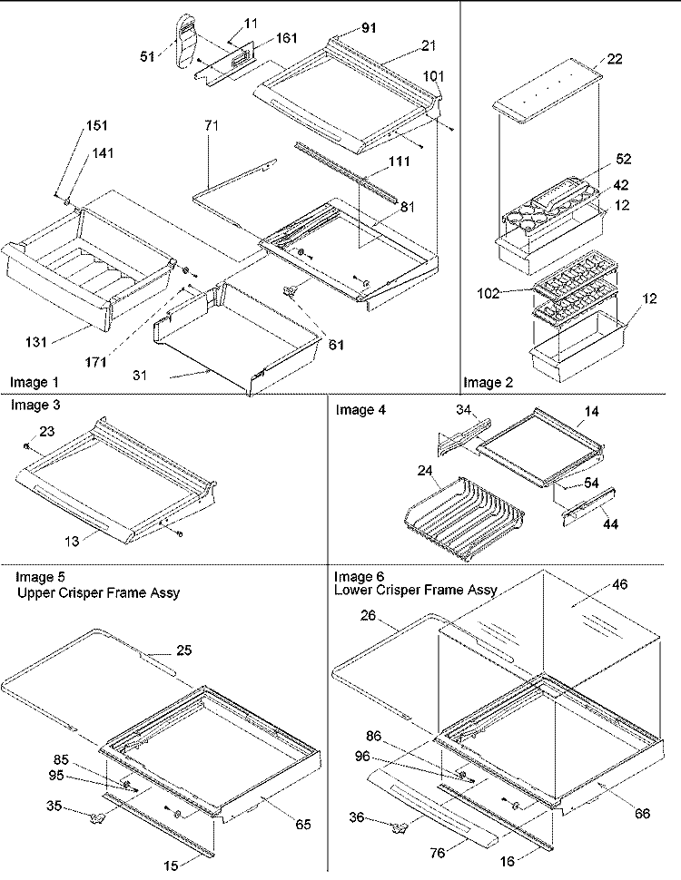 Deli, Shelves, Crisper Assy Diagram and Parts List for ARS9107AS PARS9107AS0 Amana Refrigerator