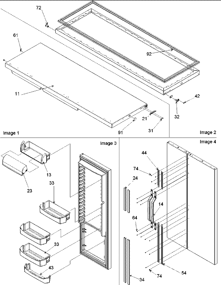 Refrigerator Door Trim Diagram and Parts List for ARS236XAW PARS236XAW0 Amana Refrigerator