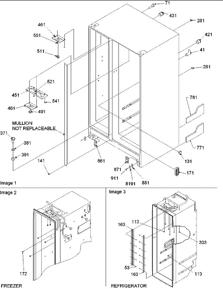 Cabinet Parts Diagram and Parts List for ARS236XAW PARS236XAW0 Amana Refrigerator