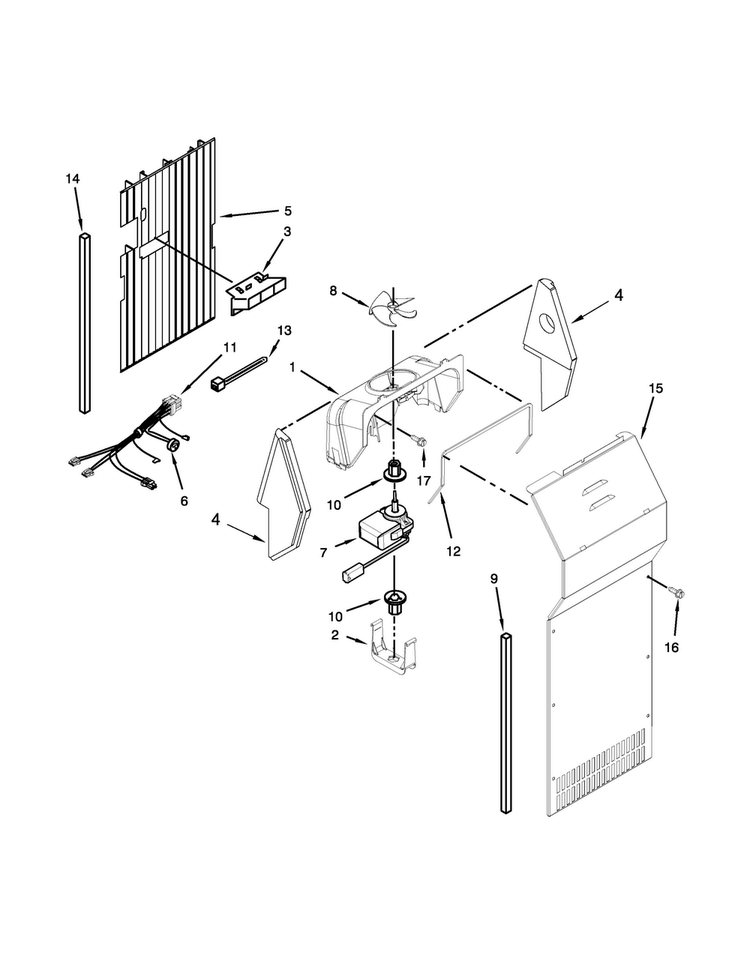 Air Flow Parts Diagram and Parts List for ASD2526VES00  Amana Refrigerator
