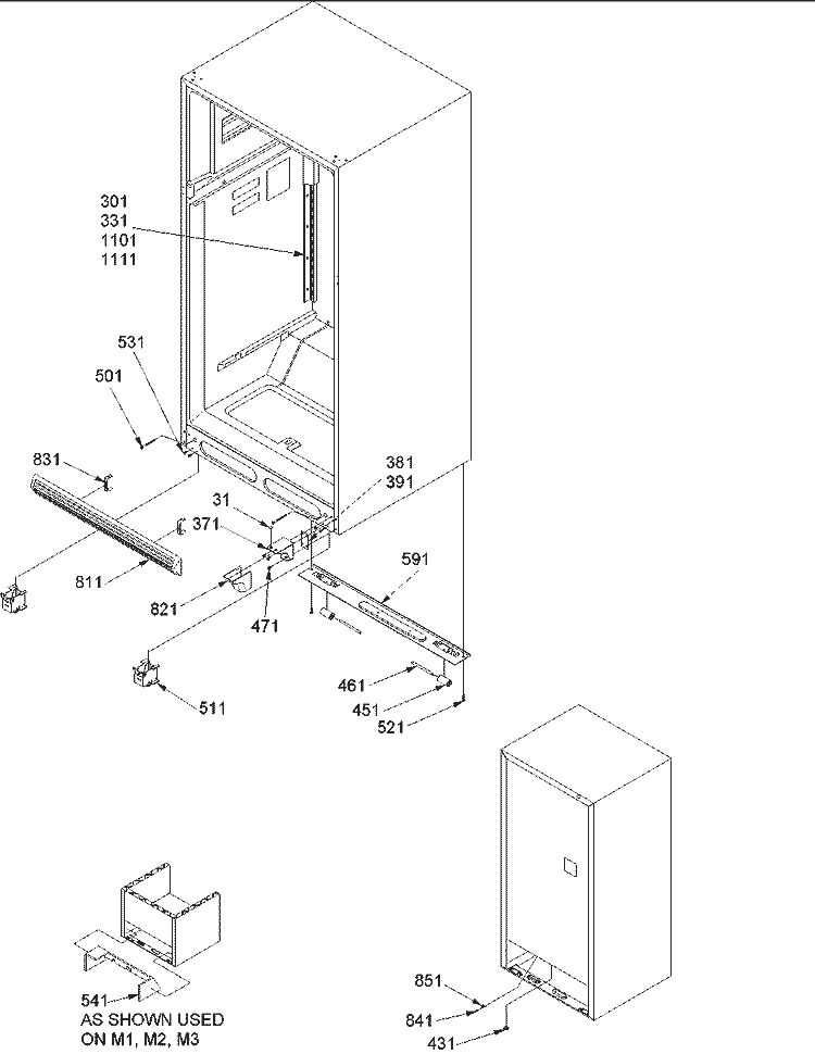 Ladders & Lower Cabinet Diagram and Parts List for TR18V2E P1315705W E Amana Refrigerator