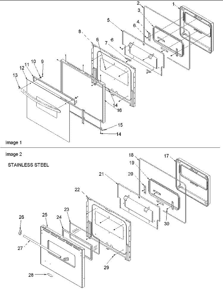 Oven Door Diagram and Parts List for AOCD2770E P1132370N E Amana Wall Oven