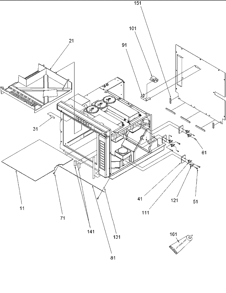 Chassis Assembly Parts Diagram and Parts List for MC52200 P1199501M Maytag Microwave