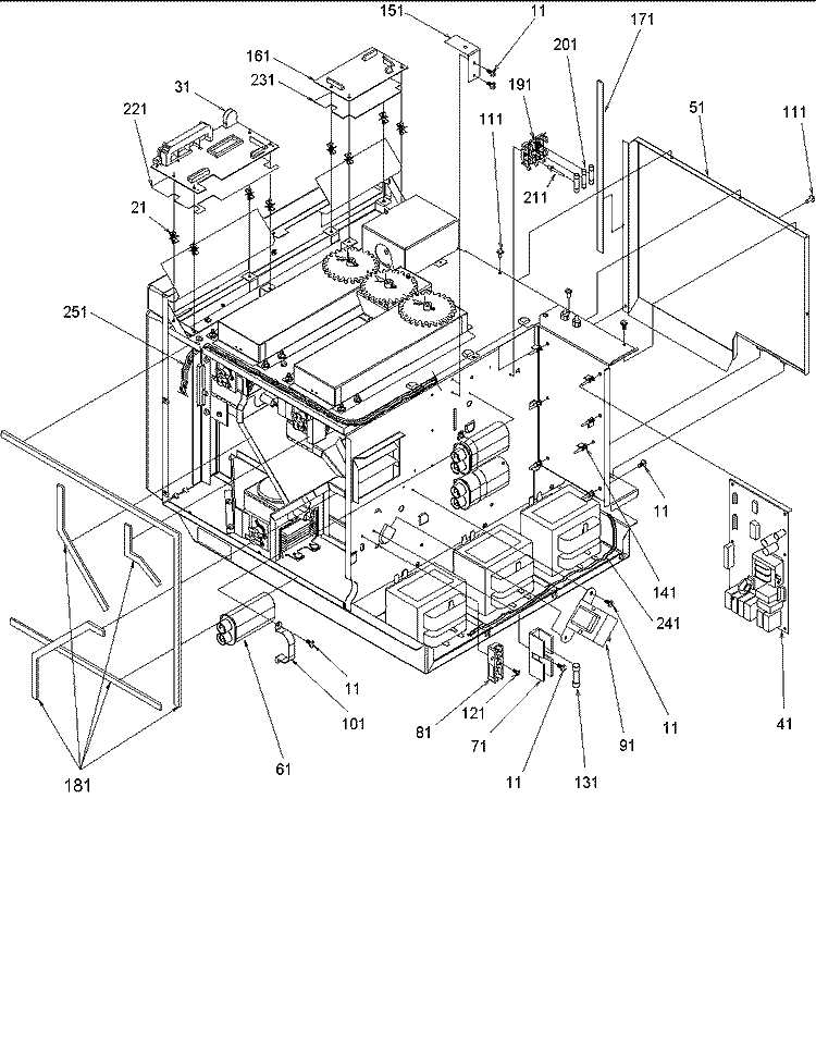 Chassis Assembly Parts Diagram and Parts List for MC52200 P1199501M Maytag Microwave