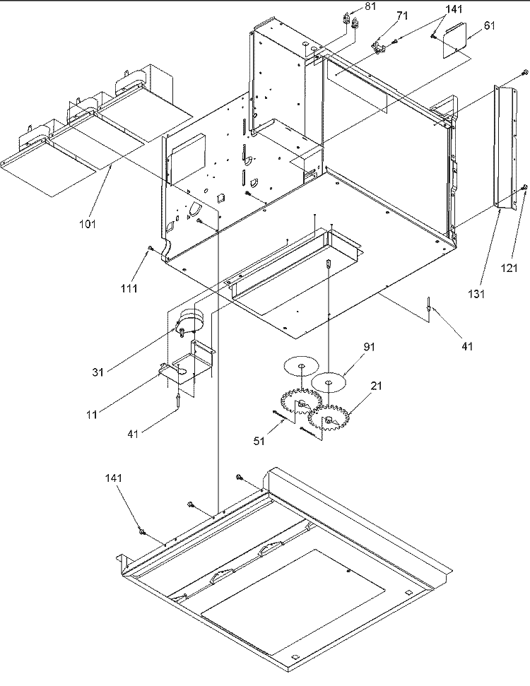 Chassis Assembly Parts Diagram and Parts List for MC52200 P1199501M Maytag Microwave