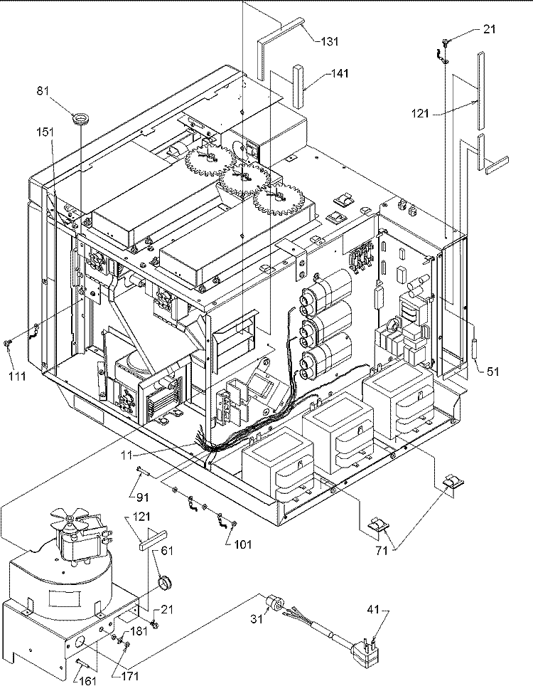 Chassis Diagram and Parts List for RC519MP P1199604M Amana Microwave