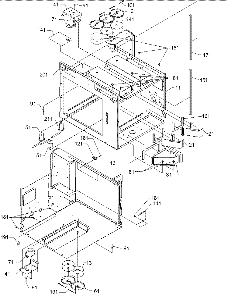 Chassis Diagram and Parts List for RC519MP P1199604M Amana Microwave