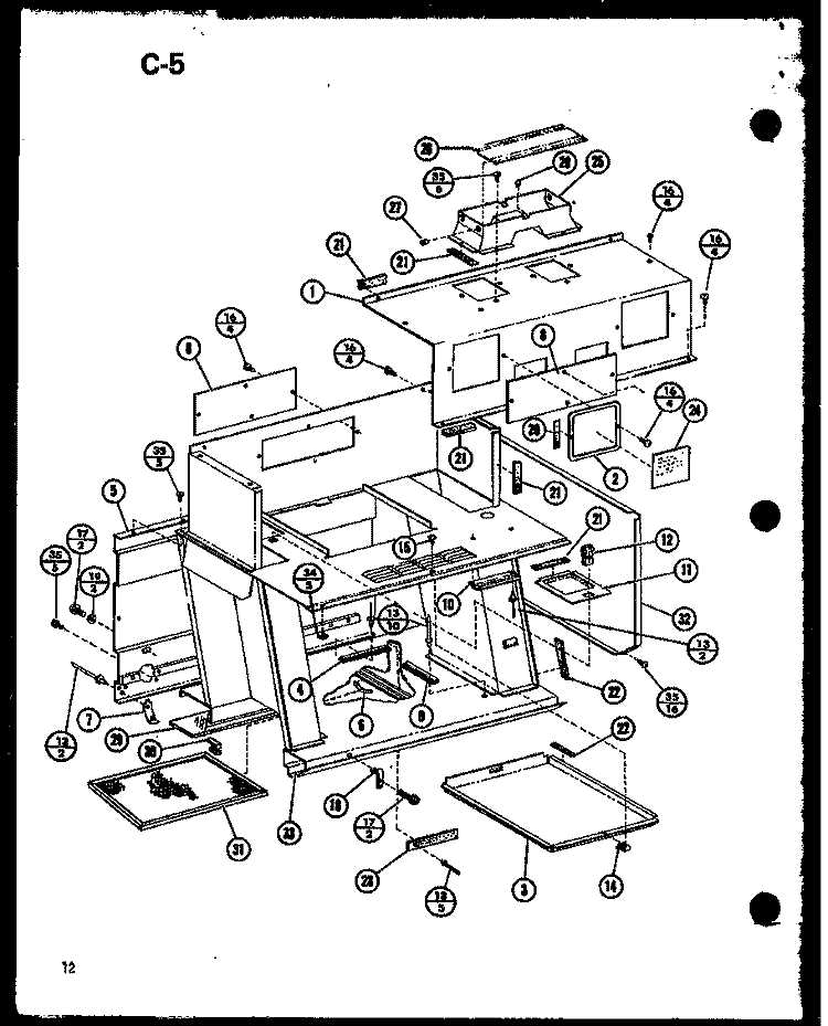 Page 5 Diagram and Parts List for MVH-900 P7540903M Amana Microwave