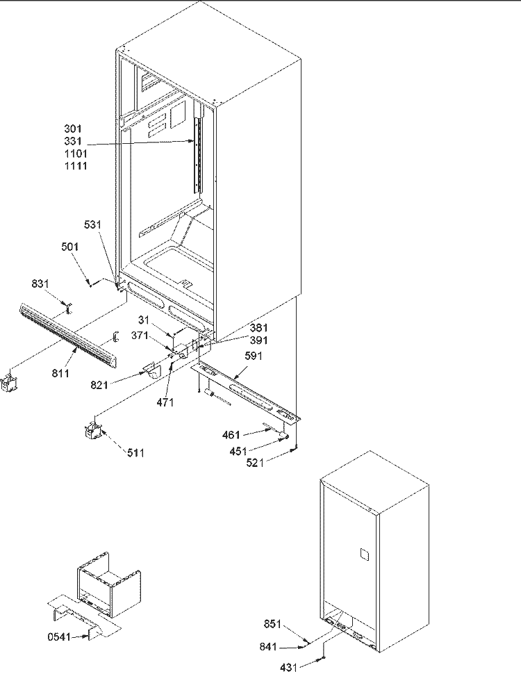 Ladders, Lower Cabinet Diagram and Parts List for TN21V2L P1315907W L Amana Refrigerator