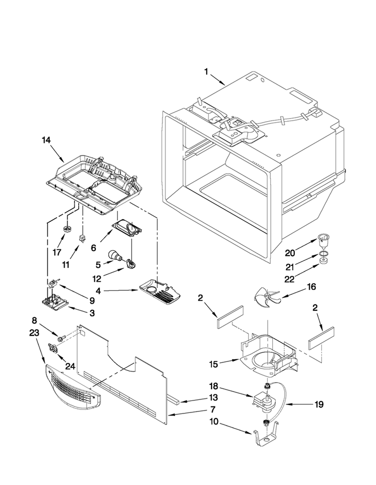 Freezer Liner Parts Diagram and Parts List for ABB2221FEB3  Amana Refrigerator