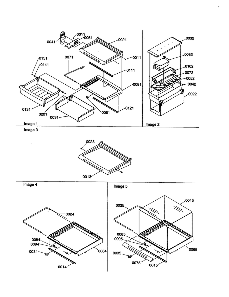 Deli, Shelf, Crisper Assemblies Diagram and Parts List for SSD25TE-P1314201WE  Amana Refrigerator