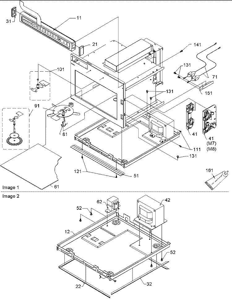 Control / Antenna & Basepan Assembly Diagram and Parts List for CRC18T2OG P1304443M Amana Microwave