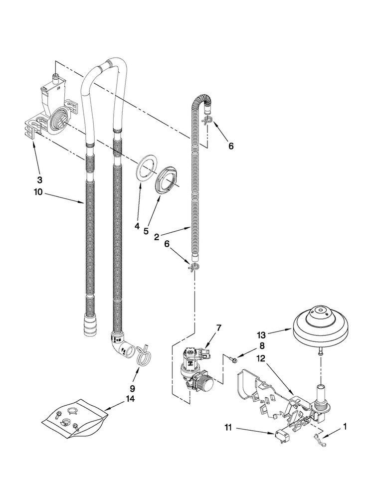 Fill, Drain And Overfill Parts Diagram and Parts List for MDB6769AWQ3  Maytag Dishwasher