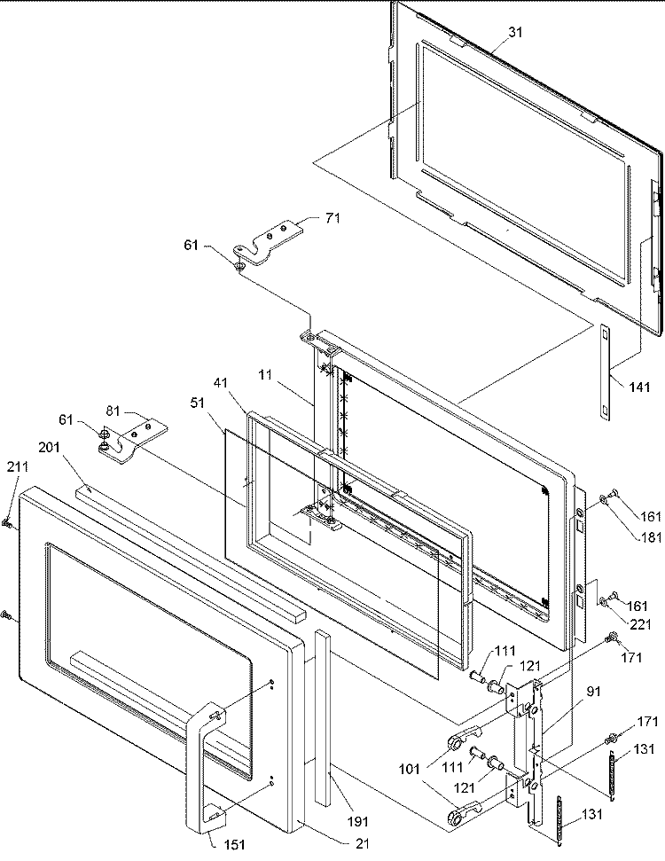 Door Assy Diagram and Parts List for CRC18T2OG P1304443M Amana Microwave