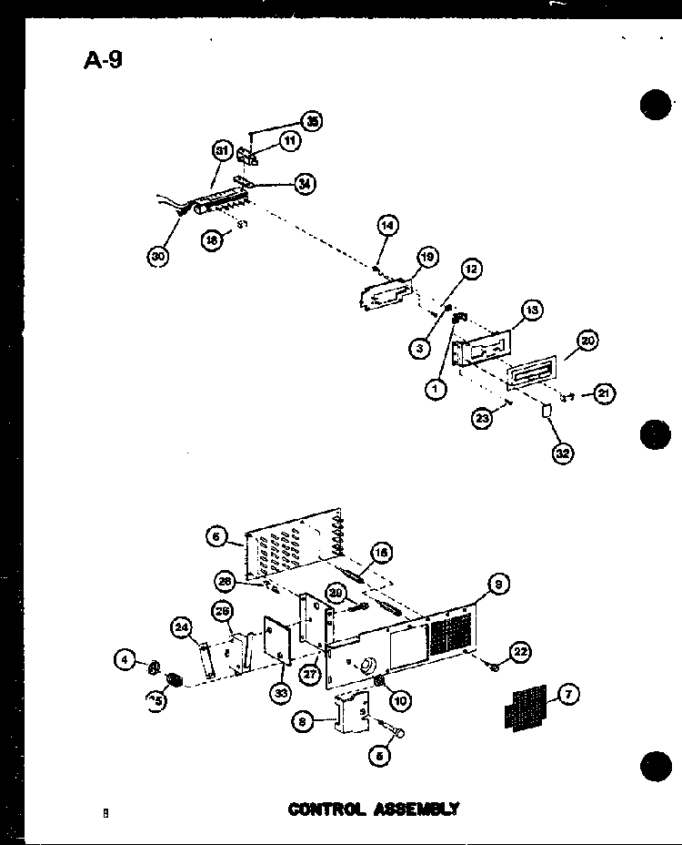 Control Assembly Diagram and Parts List for RC-8 P75260-3M Amana Microwave