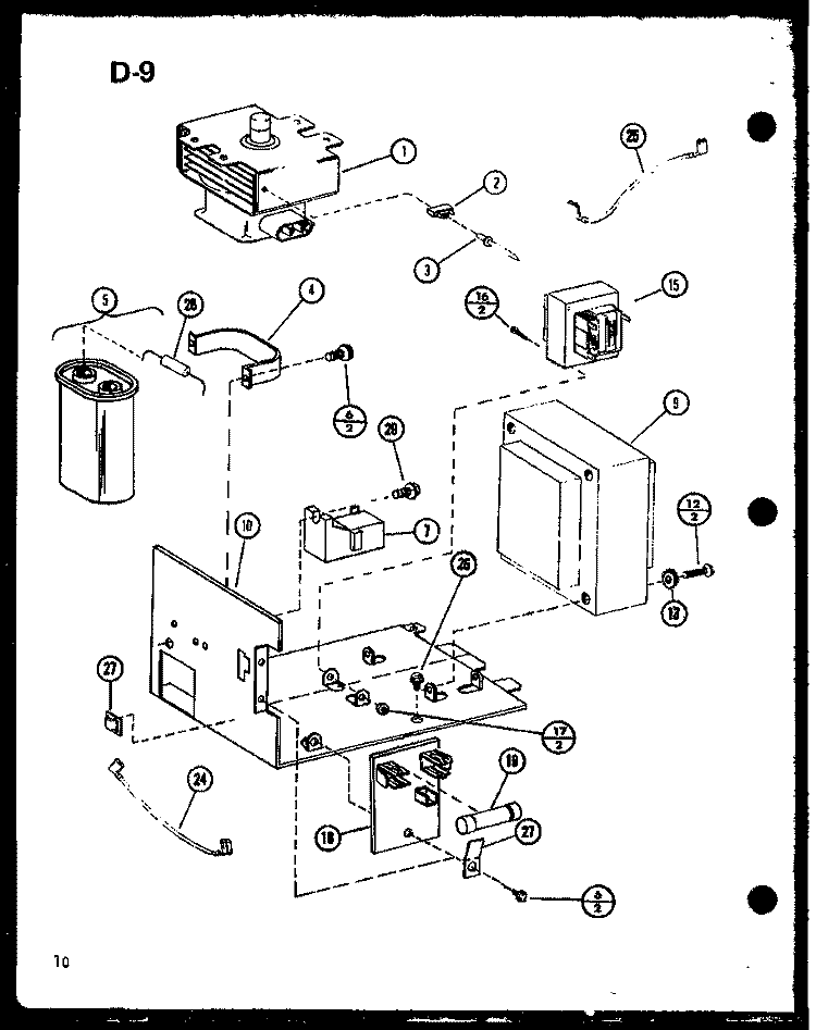 Page 4 Diagram and Parts List for MVH-9T P7540905M Amana Microwave