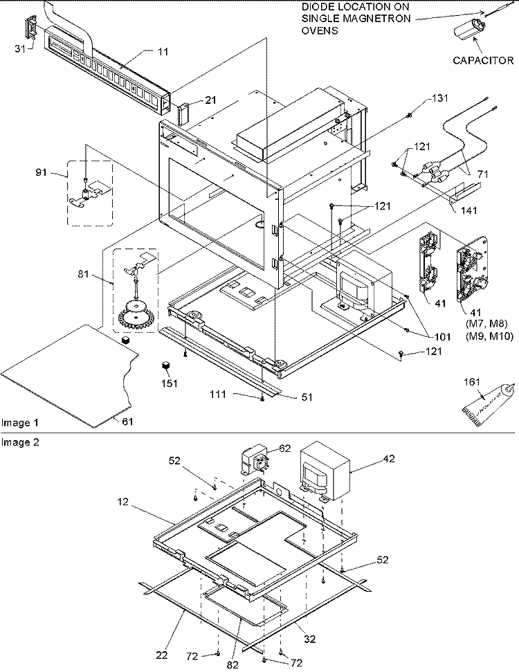 Control / Antenna & Basepan Assembly Diagram and Parts List for HDC12A P1323002M Amana Microwave
