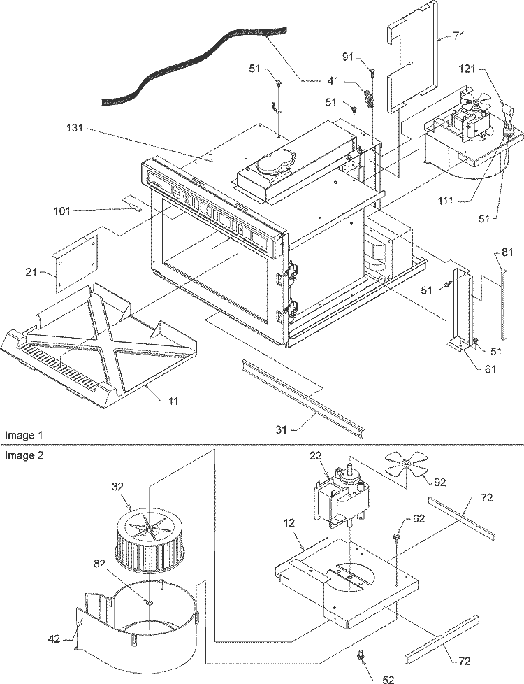 Splash Shield / Blower Diagram and Parts List for HDC12A P1323002M Amana Microwave