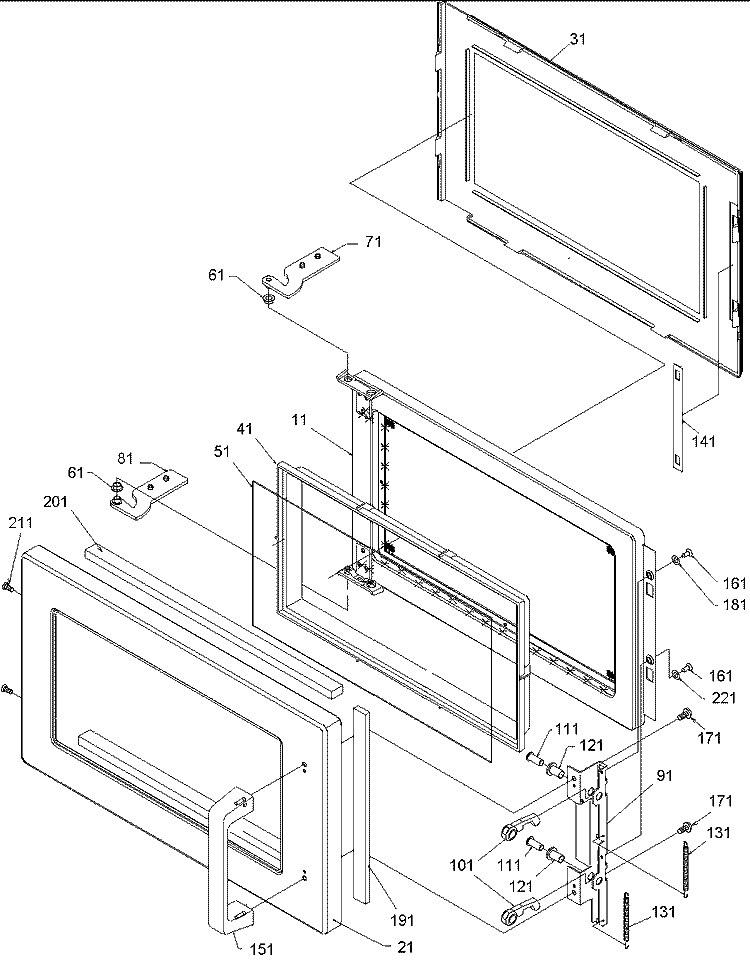 Door Assy Diagram and Parts List for HDC12A P1323002M Amana Microwave