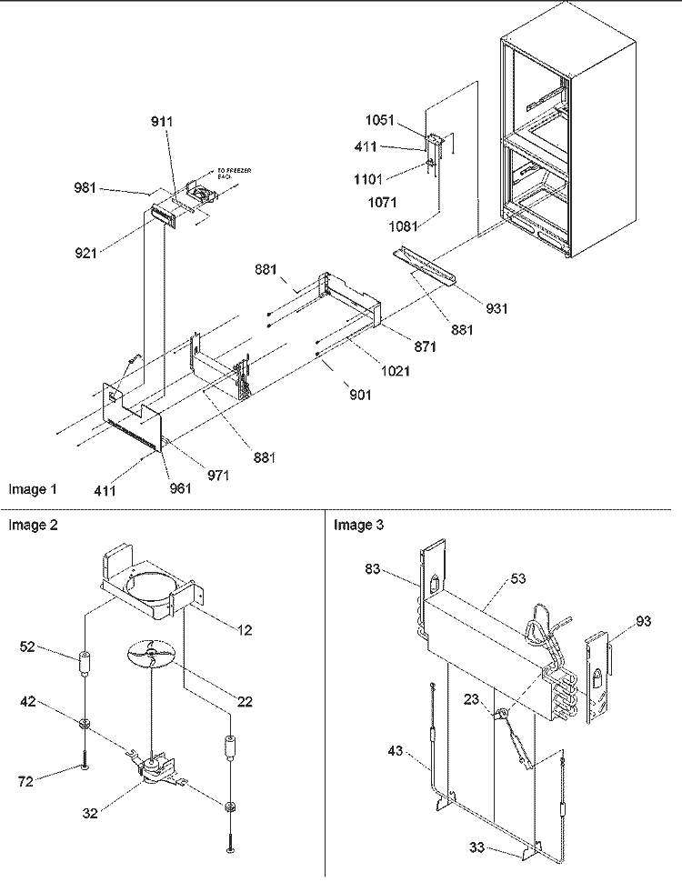 Evaporator & Freezer Control Assy Diagram and Parts List for BR18VL P1320703W L Amana Refrigerator