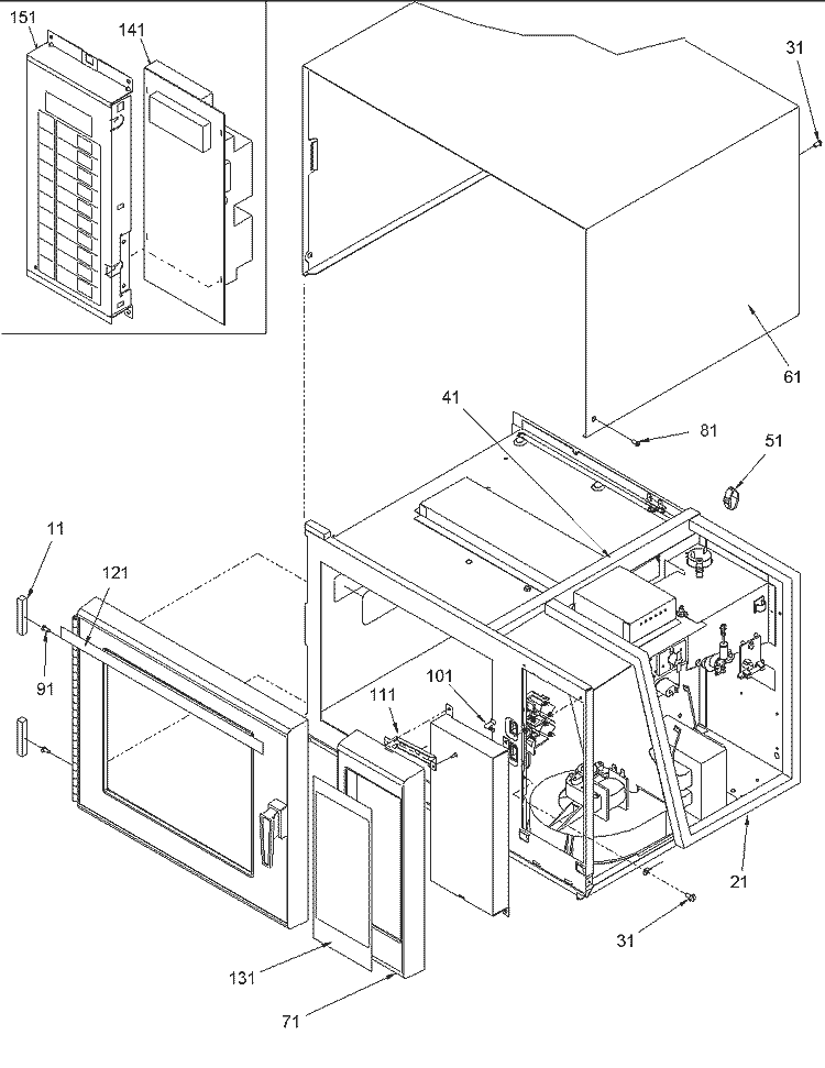 Outer Cabinet Diagram and Parts List for I2000 P1324903M Amana Microwave