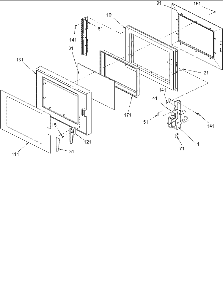 Door Assembly Diagram and Parts List for I2000 P1324903M Amana Microwave