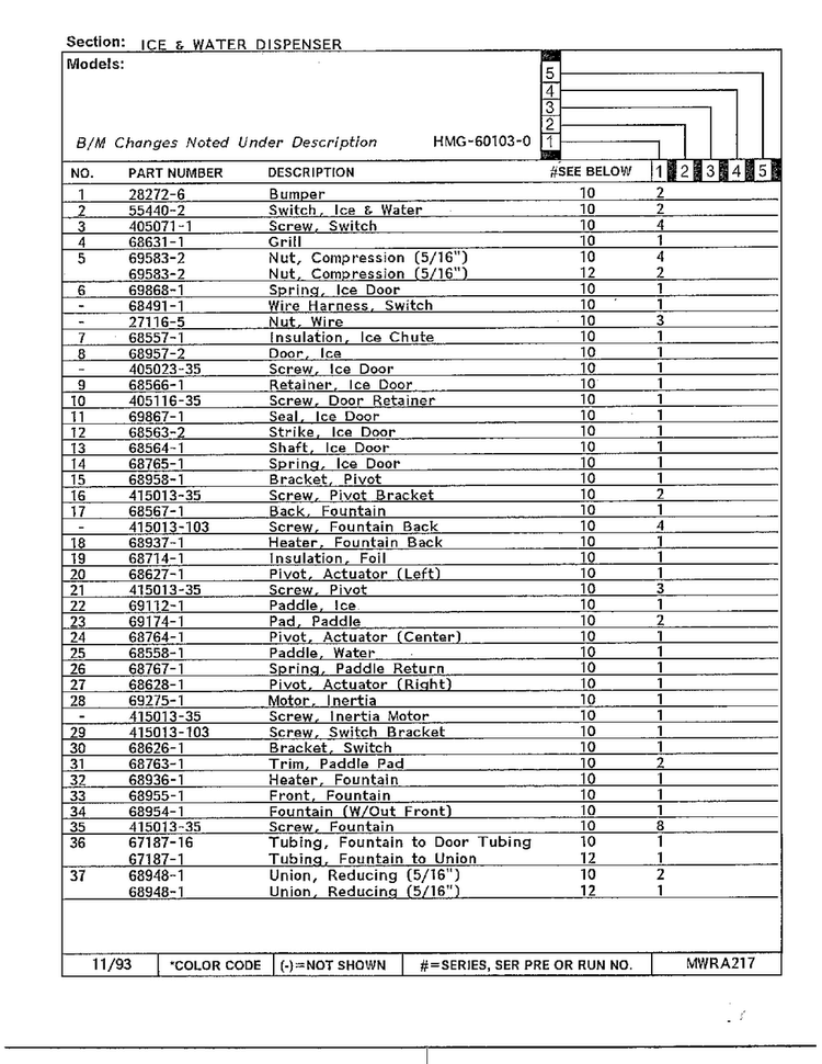 Ice And Water Dispenser Page 2 Diagram and Parts List for 60103-0A  Admiral Refrigerator