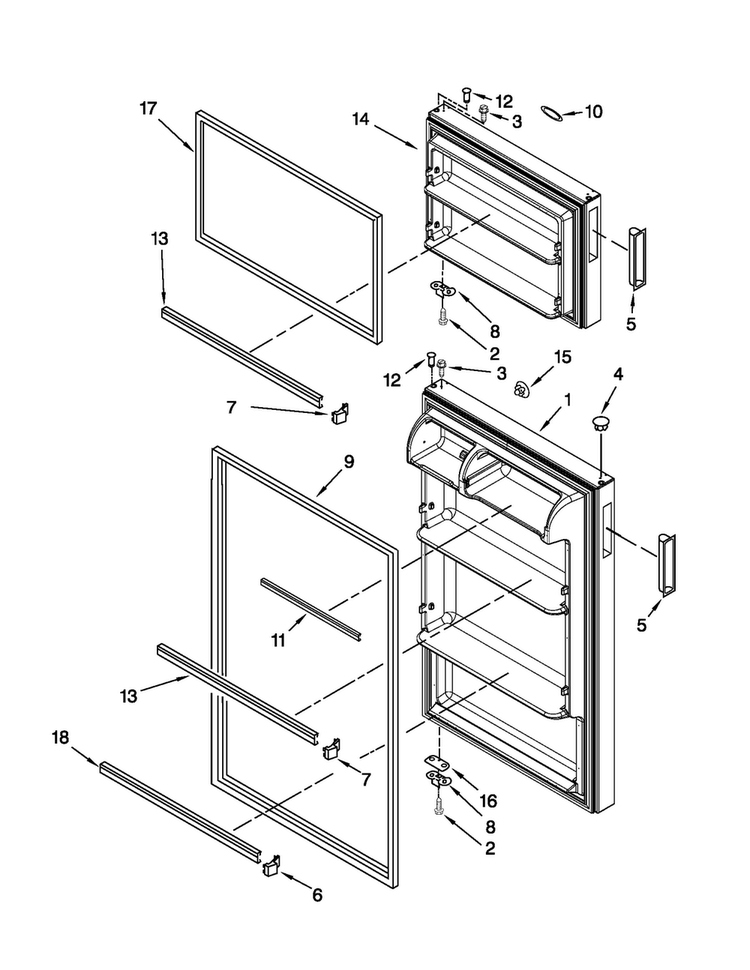 Door Parts Diagram and Parts List for A8TCNWFAW00  Amana Refrigerator
