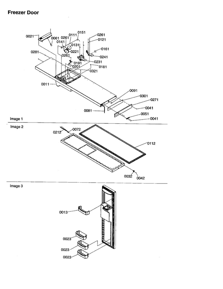 Freezer Door Diagram and Parts List for SXD26VL-P1315202WL  Amana Refrigerator