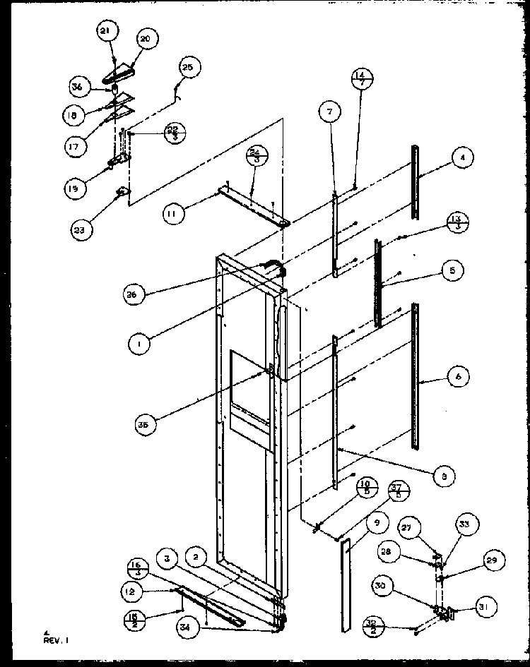 Freezer Door Diagram and Parts List for SQD25MB3W-P1153404WW  Amana Refrigerator
