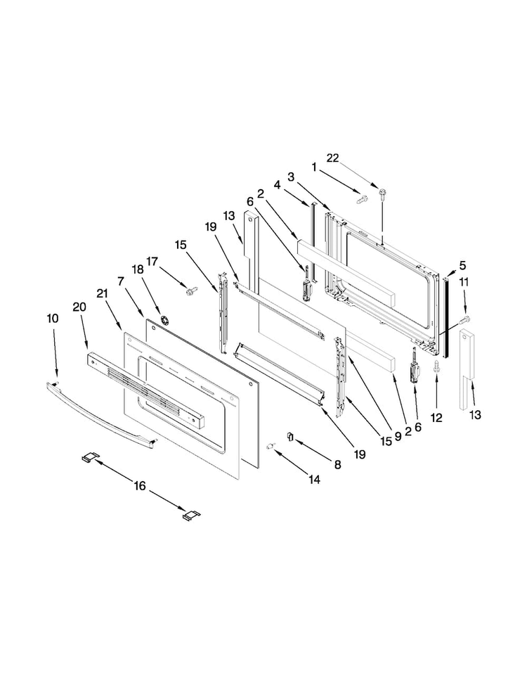 Door Parts Diagram and Parts List for AGR4433XDS1  Amana Range