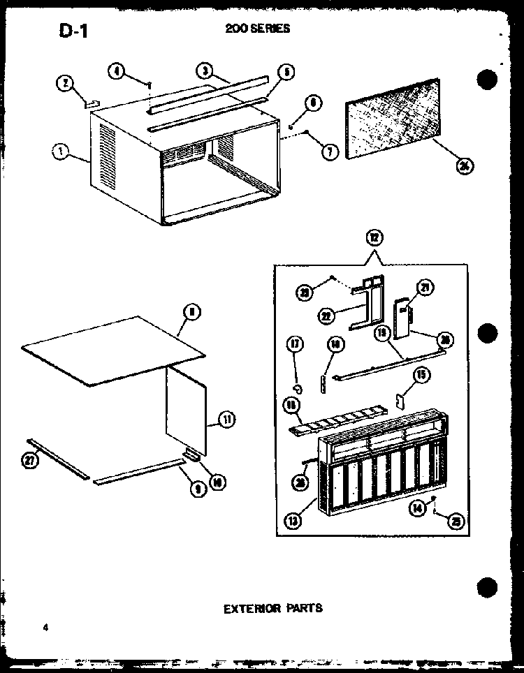 Exterior Parts Diagram and Parts List for ES218D-3ML P67535-12R Amana Air Conditioner