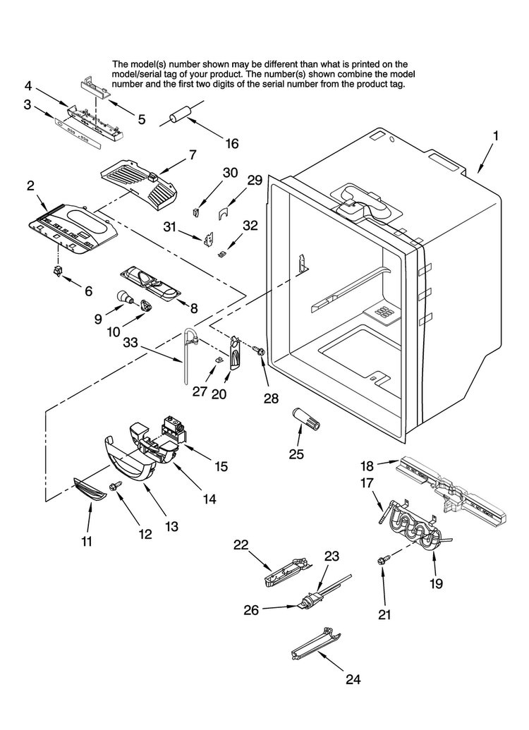 Refrigerator Liner Parts Diagram and Parts List for JFC2070KRS12  Jenn-Air Refrigerator