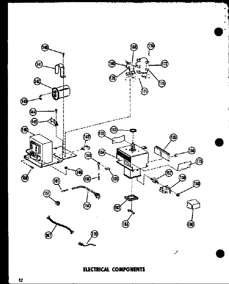 Electrical Components Diagram and Parts List for RR6W P72110-2M Amana Microwave
