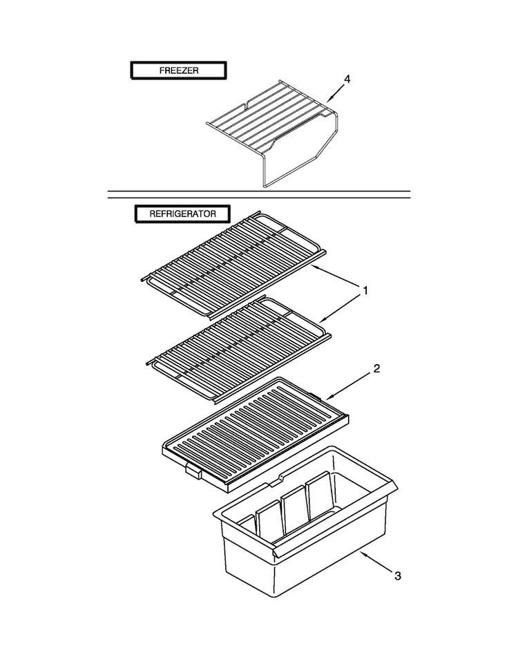 Shelf Parts Diagram and Parts List for A8TXNWFBW00  Amana Refrigerator