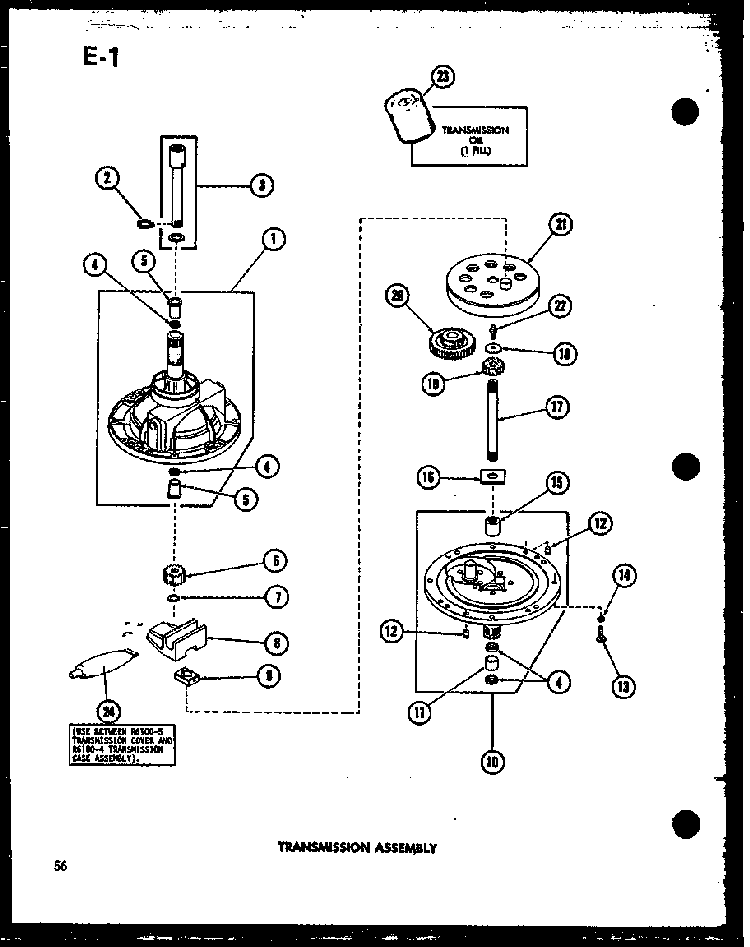 Transmission Assembly Diagram and Parts List for TAA200 P75751-13W Amana Washer