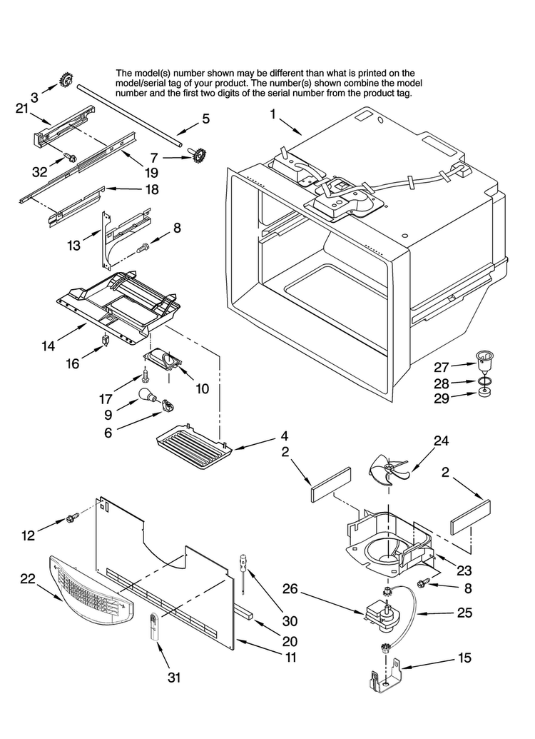 Freezer Liner Parts Diagram and Parts List for ABL2533FES12  Amana Refrigerator
