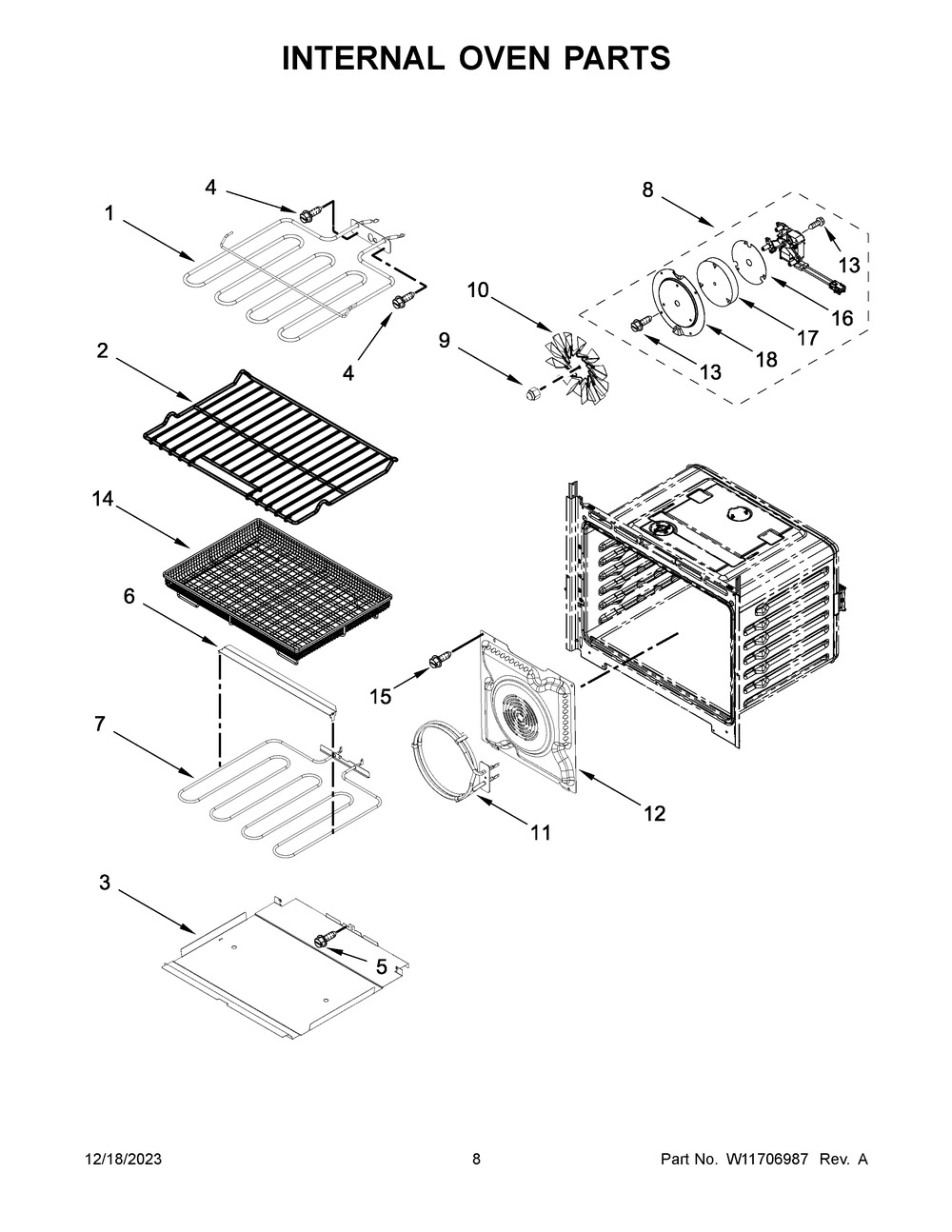 Internal Oven Parts Diagram and Parts List for MOES6030LZ01  Maytag Wall Oven