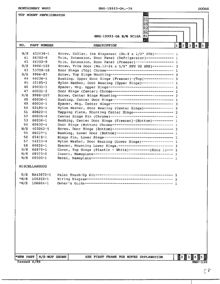 Doors Page 3 Diagram and Parts List for 19993A  Admiral Refrigerator