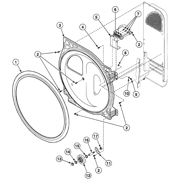 Roller Assy Diagram and Parts List for SSE107QF1724  Speed Queen Dryer