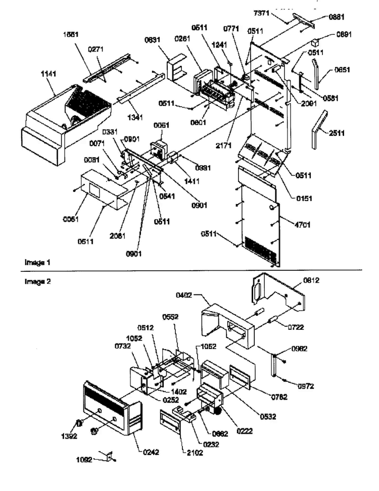 Ice Maker/control Assy. Diagram and Parts List for SCD25TW-P1190426WW  Amana Refrigerator