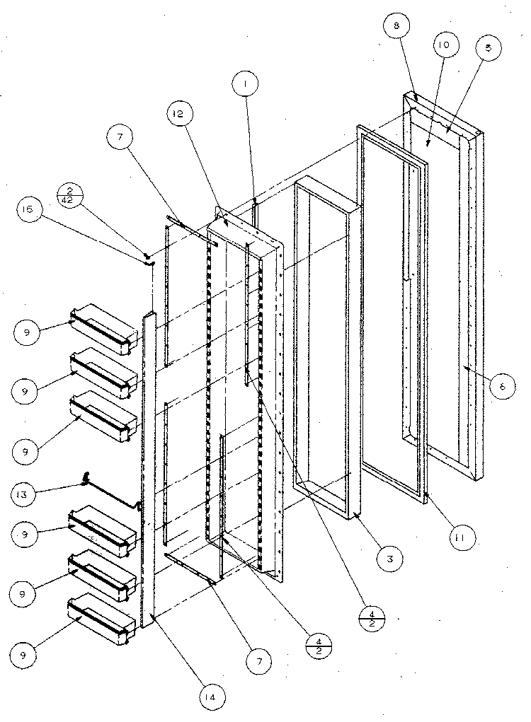 Freezer Door Diagram and Parts List for SX120J-P7870122W  Amana Refrigerator