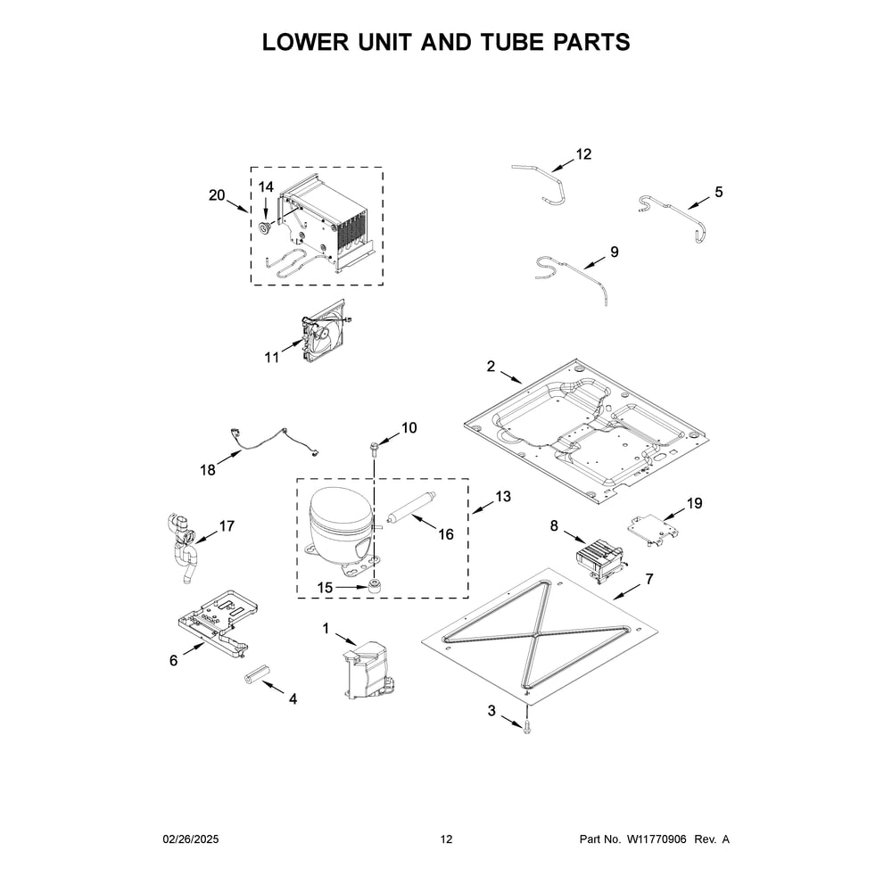 Lower Unit And Tube Parts Diagram and Parts List for JBRFR30IGX20  Jenn-Air Refrigerator