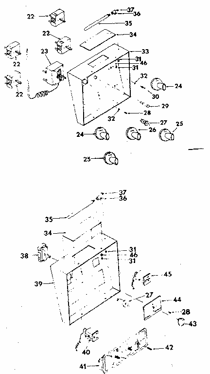 Upper And Lower Control Panel Assembly Diagram and Parts List for 1439007100  Kenmore Range